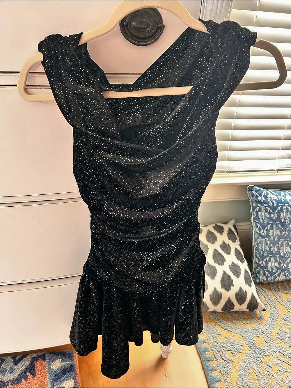Zara Sparkly Velvet Mini Dress in Black Size xs NWOT